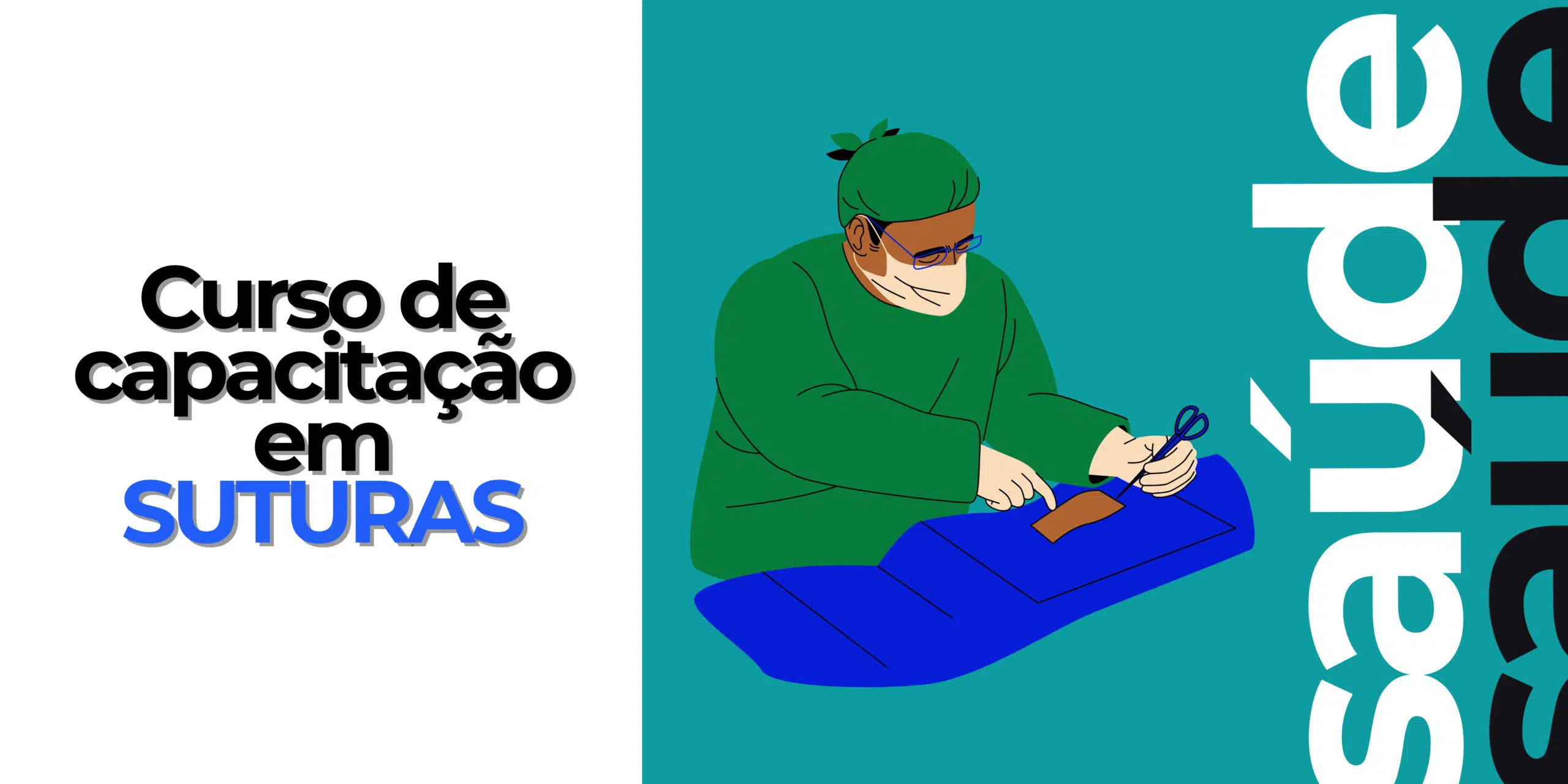 Banner Clínica Médica Simples Branco e Azul